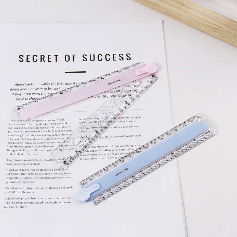2 Packs Foldable Ruler 30cm Folding Ruler Plastic Transparent Folding