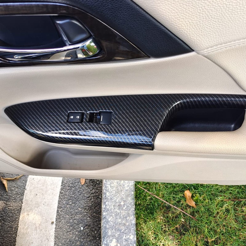9th Gen Accord Window Control Panel Armrest Cover ABS Carbon