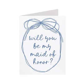 Maid of Honor proposal card. Will you be my maid of honor. Blue. For Bridal Party. Wedding. One card. (Maid of Honor)