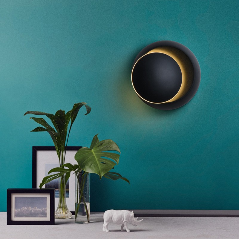 LED Wall Lamp 360 Degree Rotatable Round Crescent Wall Light