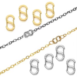 FYHJTRT 8PCS Stainless Steel Necklace Shortener Clasps – Double Opening Lobster Clasp for Adjustable Jewelry, Bracelet Connectors & Pendant Chains