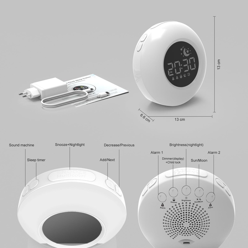 Children's Digital Alarm Clock, Sleep Trainer Children with Night Light,