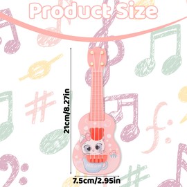 Kids Guitar, 21cm Ukulele for Kids, Pink Cat Design Toy Guitar for Toddlers, Mini Musical Instrument for Early Learning, Gifts for Boys and Girls