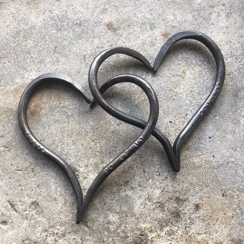 His and Hers Linked Iron Hearts