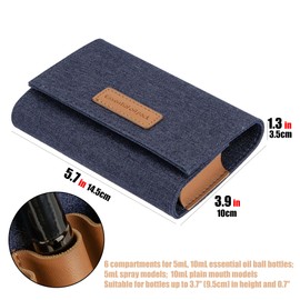 CAIRIAC Essential Oil Carrying Bag, Holds 6 Bottles (5mL-10mL Roller Bottles), Travel Essential Oil Bag for Purse, Portable Organizer Holder for Essential Oils, Perfume, Lipstick, Lip Balm (Blue)