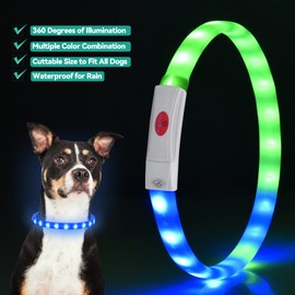 Honiha LED Dog Collar,Rechargeable Light Up Dog Collar, Safety Collar Makes Your Beloved Dogs Visible at Night, Cuttable Size Glow Collar for Large Medium Small Dogs
