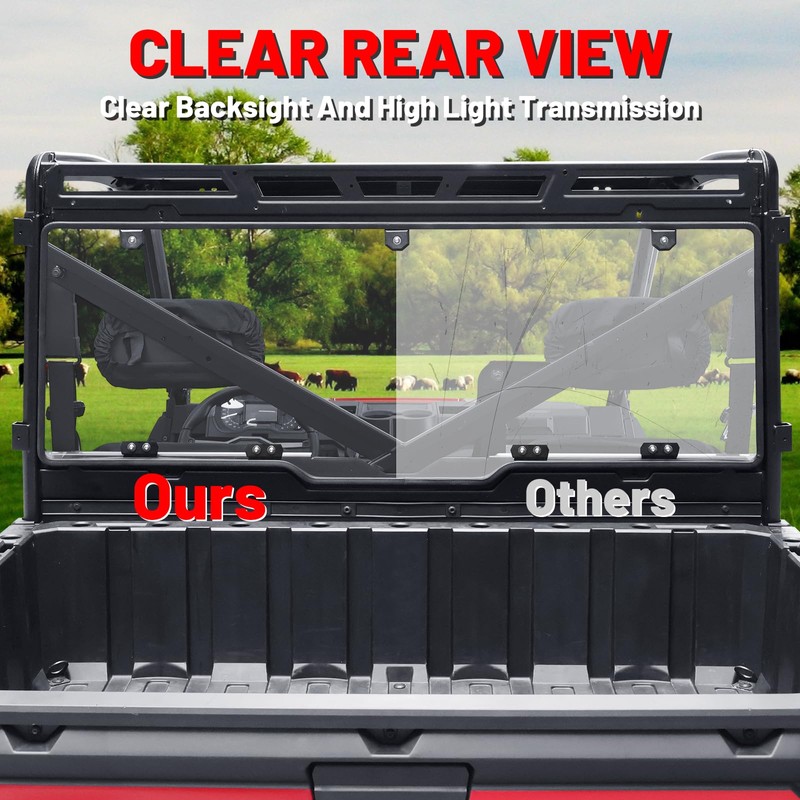 StarknightMT Ranger 1000 Rear Windshield, Clear Back Window Rear Window