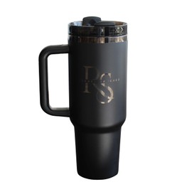 Company Logo Gifts, 40oz Custom Logo Tumbler, Black Plated Tumbler, Business Owner Gift, Logo Swag, Corporate Gift Idea, Engraved Tumbler (One Side, Black)
