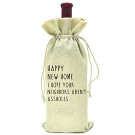 Funny Housewarming Gifts-Unique Congratulations New House New Home Gifts for New Houseowner-Realtor Gift for Clients-Christmas Gift-Moving Away Gifts-Wine Bag-House Blessing Decor-Happy New Home Gift