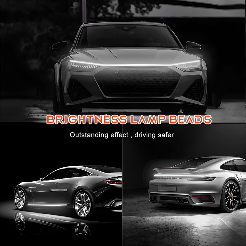 NYTKL Car Hood Light Strip, 59 Inches Flexible DRL Dynamic