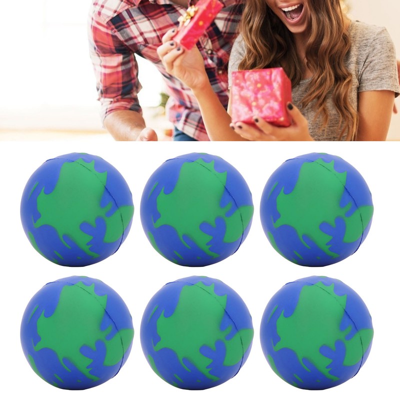 12PCS Globe Soft Ball 63mm Squeezable PU Portable Earth Stress