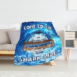 PUREGIFTS Shark Blanket for Shark Lovers - 50” x 60” Inches Warm Fuzzy Throw Blanket Gift - Blue Cool Throw Blanket for Sofa, Work, Living Room