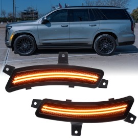 LED Animation Blue Side Marker Lights for Chevy Tahoe Suburban GMC Yukon Escalade ESV 2025+ Blink Fender Flare Indicator LampsLight Color: Yellow Non dynamic 02-0732, Lamp Type: LED