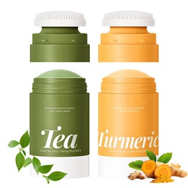 Lumiter Clay Mask Sticks, Green Tea Mask Stick + Turmeric Mud Mask Sticks, Deep Cleansing, Radiant Skin Care Set, 2-Pack