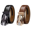Men's Leather Ratchet Belt, Black and Brown with Metal Plate