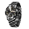 BUREI Herrenuhr Simulation Quarz Band Diamant Edelstahl Uhr Kalender Datum