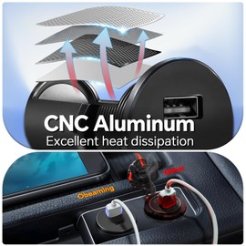 Obeaming Aluminium USB C Steckdose 12V Wohnmobil 48W Einbau Buchse 12 Volt, USB-C PD3.0 30W & USB-A QC3.0 18W für Boot Wohnwagen Camper Auto LKW ( 48W*1 Stück)