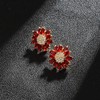 Crystal Flower Burst Stud Earirings Elegant Hypoallergenic Large Big Sterling
