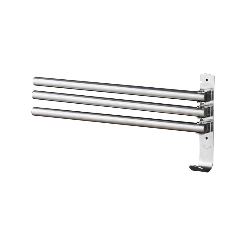Swivel Out Towel Racks with Hooks 3-Bars Foldable Arms Bath