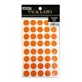 HEIKO Tack Label (Sticker) No.029 Round, Orange, 0.6 inches (14 mm), 680 Pieces/62-1029-45