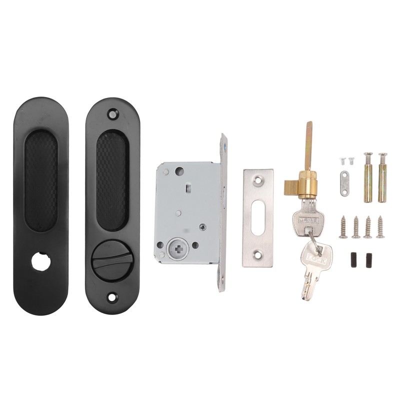 Pocket Lock Handle Invisible Light Weight Black Lock Circular Sliding