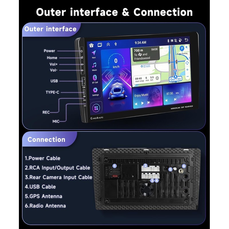8Core 4G 64G Wireless Carplay Radio for Toyota RAV4 2007-2011