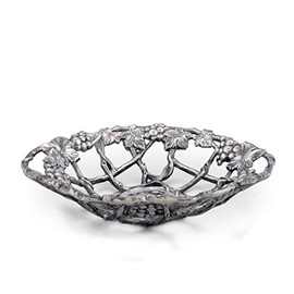Arthur Court Grape Pattern Fruit/Centerpiece Metal Basket - Cast Aluminum 14 inch Long x 12 inch Wide