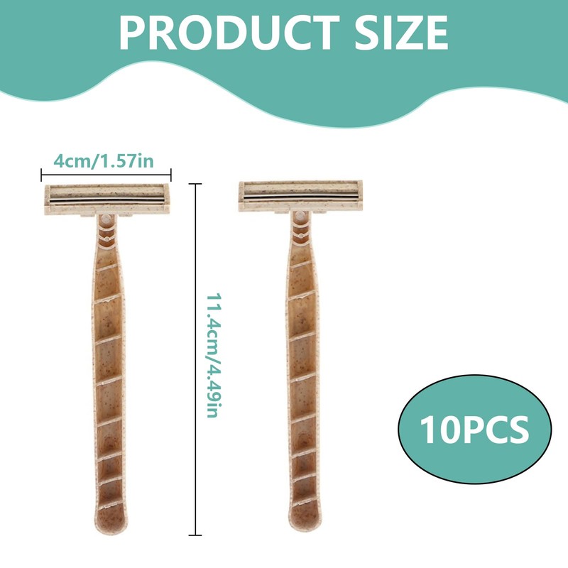 10PCS Disposable Razors, Wheatstraw Razors Biodegradable Single-Use Body and Face
