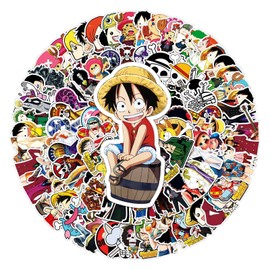 ONE Piece Stickers,100 Pcs Anime One Piece Graffiti Vinyl Waterproof Decals for Water Bottles Computer Bicycle Skateboard Luggage Phone Pad Laptop Kids Teens Adults Stickers Pack