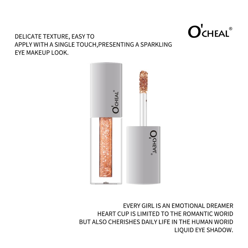 O'CHEAL Shiny Liquid Metallic Eyeshadow, Quick Drying, Long-Lasting Pigmented Coverage