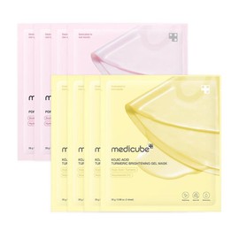[medicube] PDRN Pink Collagen Gel Mask (4 sheets) | Salmon DNA, Color Changing, Pink Glow, Collagen, Facial Mask, Korean Skincare:_Gold & Pink Jelly Mask Bundle (8ea)