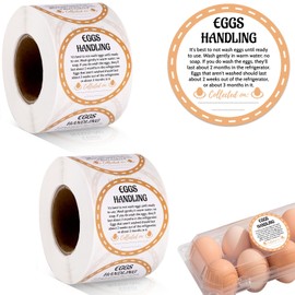 1000pcs Farm Fresh Egg Carton Stickers, 2 Inch Round Eggs Handing Labels Writable Collection Date Self Adhesive Packaging Labeling for Small Businesses Farmers Markets