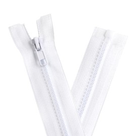 YAKA 4PCS #5 16 inch Separating Jacket Zippers for Sewing Coats Jacket Zipper Black Molded Plastic Zippers Bulk DIY Tools for Garment/Bags/Home Textile Bags Pillow Tent Tailor (White, 16 inch)