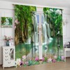 Waterfall Deocr Curtain, Japanese Style Waterfall Mountain Cloud Boat Flower