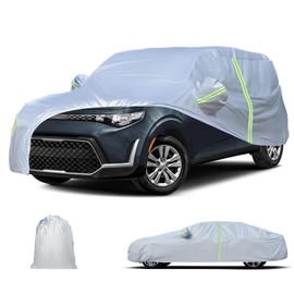 Waterproof Car Cover for 2010-2025 Kia Soul, All Weather Car Cover with Zipper Door & Windproof Bands for Rain Snowproof UV Windproof Protection Scratch Resistant