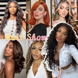 Water Wave Human Hair Bundles P1B/30 Black and Brown Bundles Double Weft Brazilian Human Hair Weave 14/16/18 Inch Silky and Soft Hair Deal for Black Women