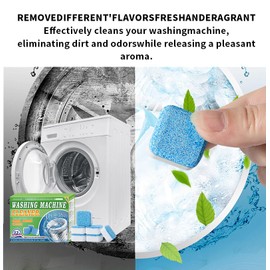 Washing Machine Cleaner Tablets 12 Pack - Deep Cleaning Tablets for HE Front & Top Load Washers, Septic Safe, Eco-Friendly, Removes Residue & Odors