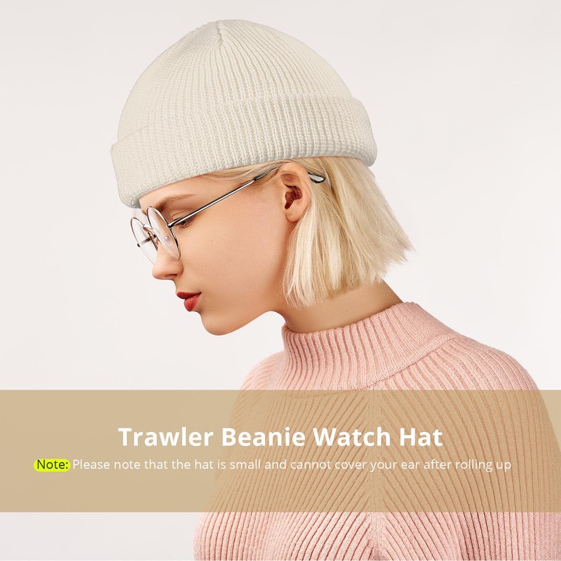 SATINIOR 4 Pieces Trawler Beanie Watch Hat Roll up Edge