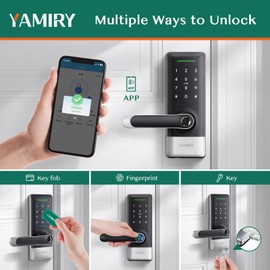 Yamiry Smart Door Lock, Biometric Fingerprint, Keyless Entry, App Control, 6 Ways to Unlock, DIY Installation (Silver)