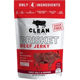 Clean Jerky Co. Cecina seca de estilo antiguo sin azúcar | Sal y pimienta picante – Bocadillos sabrosos con alto contenido en proteínas | Bocadillos saludables para adultos | Hecho con 100% de carne