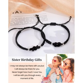 VU100 Sister Gifts from Sister Bracelet for 2 Matching Bracelets for Women Christmas Graduation Birthday Gifts for Bestie Best Friends