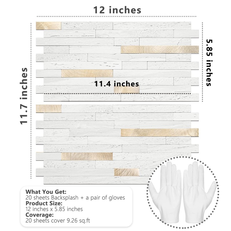 STICKGOO 20 Sheets Peel and Stick Backsplash Tile, Stick on