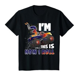 Kids 3 year old monster truck birthday boy 3rd Truck car B-day T-Shirt