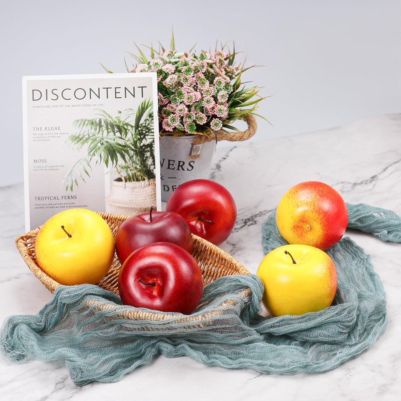 Lorigun 6 Pcs Artificial Apples, Fake Fruits Apples for Decoration