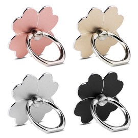 4pc-Cell Phone Ring Stand,Cell Phone Ring Holder Flower,360 Rotate and 180°Angle Adjustable Metal Finger Ring Socket Grip Kickstand for Smartphones
