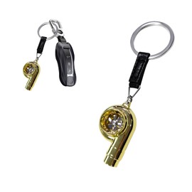 Augeny Car Turbo Keychain, Creative Metal Spinning Turbocharger Key Fob, Universal Vehicle Part Keychain Key Ring Decoration (Golden)