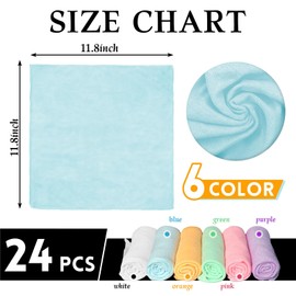 WhizToys 24 Pack Microfiber Cleaning Cloths（11.8x11.8In），Thin Microfiber Towels Bulk, Towels for Home，Kitchen,Cars，Cleaning Rags 6 Colors，Quick-Dry,Lint-Free