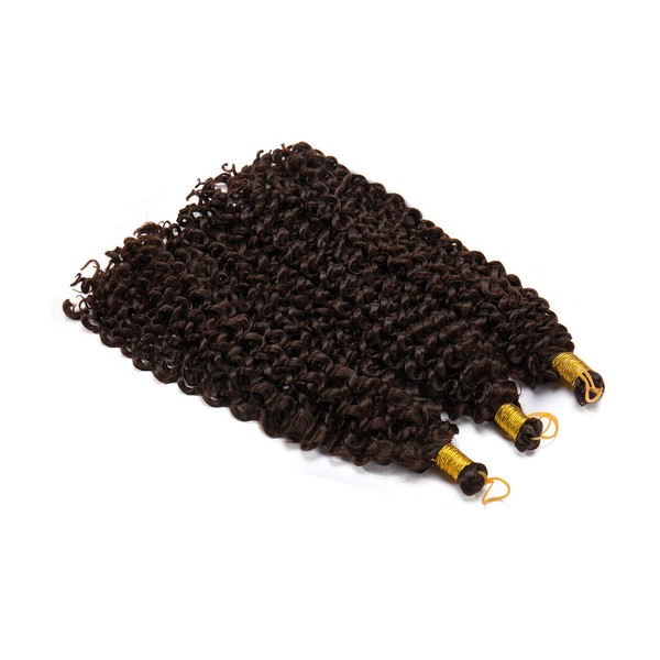 3 Bundles Marlybob Crochet Braids Hair Extensions Ombre Deep Wave Afro Kinky Jerry Curl Braiding Dreadlocks Hairpiece 35 cm Dark Brown