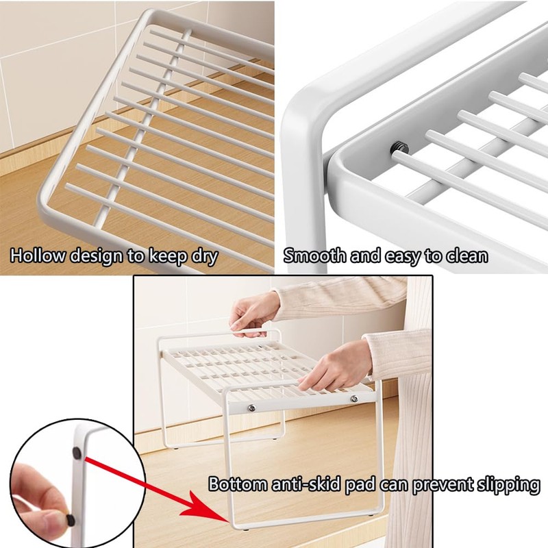 HQahnekme Kitchen Cabinet Organiser, Shelf Insert with Non-Slip Mat, Kitchen