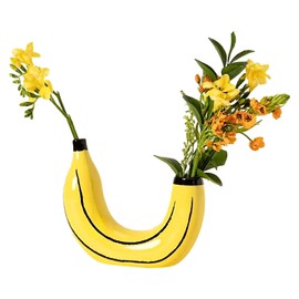 Banana Vase Unique Fruit Shape Resin Vase Home Decoration Creative Flower Arrangement for Living Room / Dining Table Centrepiece Ornaments